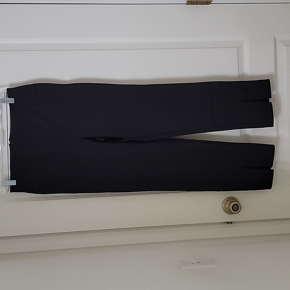 ATHLETA Black Wander Slim Straight Crop Ankle High Rise Nylon Split Hem Size UNK